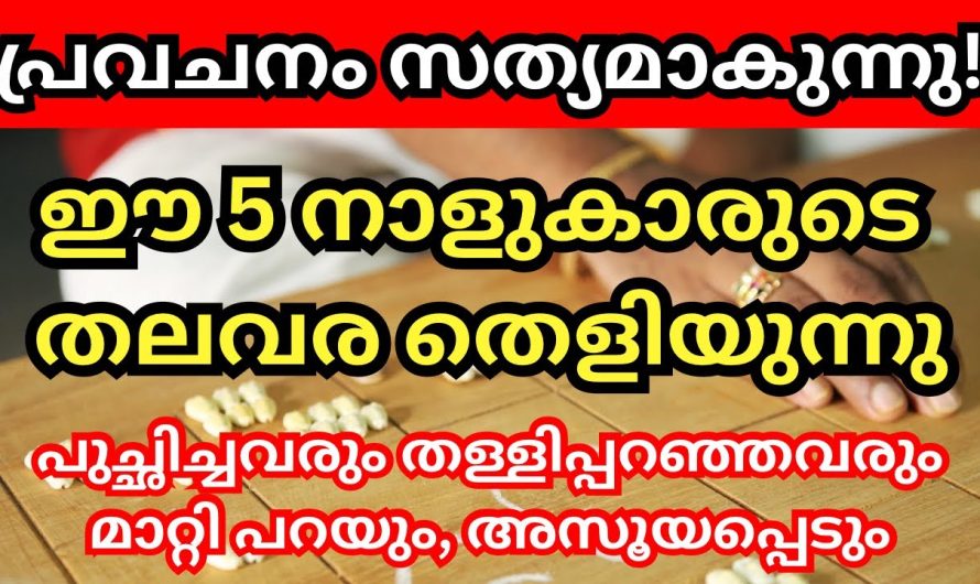 പ്രവചനം സത്യമാകാൻ പോകുന്നു ഈ അഞ്ച് നാളുകാരുടെ തലവര ഇനി തെളിയാൻ വേണ്ടി പോകുന്നു