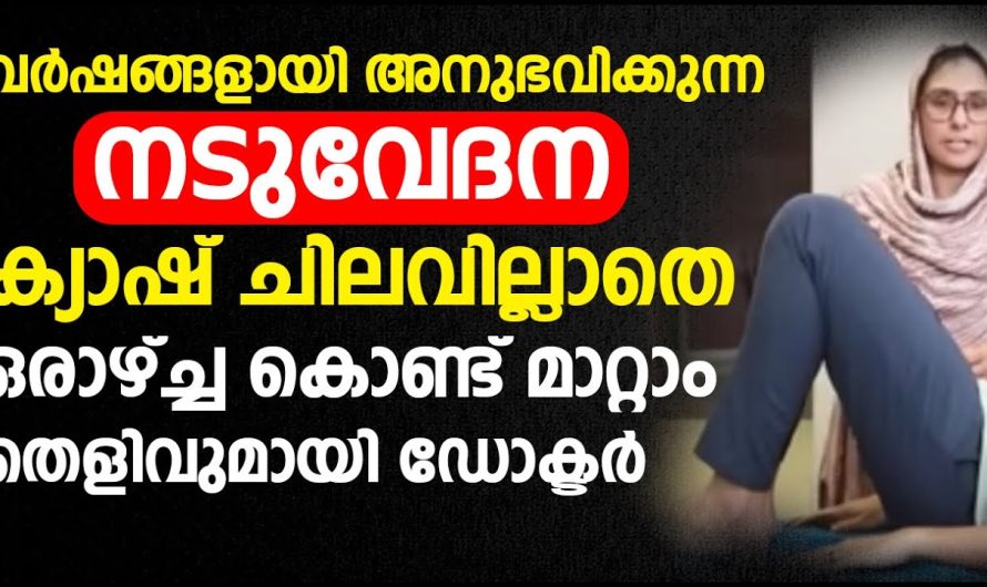 വർഷങ്ങളായി അനുഭവപ്പെടുന്ന ശക്തമായിട്ടുള്ള നടുവേദന മാറുന്നതിന് പൈസ ചെലവില്ലാതെ ചെയ്യാവുന്ന മാർഗം   ഇതാണ്